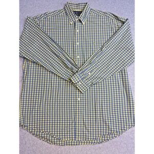 Ralph Lauren Blake Mens Plaid Button Up Shirt Blue Yellow Long Sleeve L